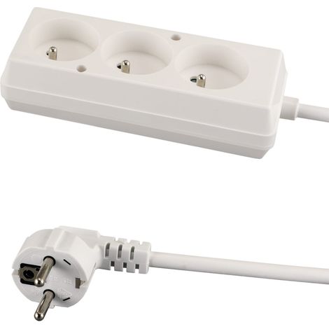 Cable alargador de 3 tomas con toma de tierra, 1,5 m, blanco, IP20, 10 A, Ideus 04287