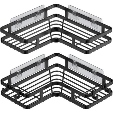 Lot de 2 étagères de douche sans perçage, rangement salle de bain mural, sans angle à percer (1/5)