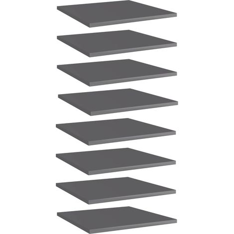 Bücherregal-Bretter 8 Stk. Hochglanz-Grau 40x40x1,5 cm
