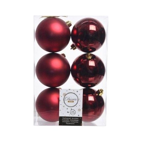 PALLINE NATALIZIE ROSSO SCURO BORDEAUX MIX D8 PZ 6