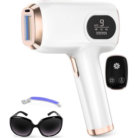 Épilateur Lumière Pulsée, Fonctions HR/SR/HR+, 9 niveaux d'énergie, 999 999 impulsions lumineuses, des femmes, des lèvres, du visage, des aisselles et du corps. (1/5)