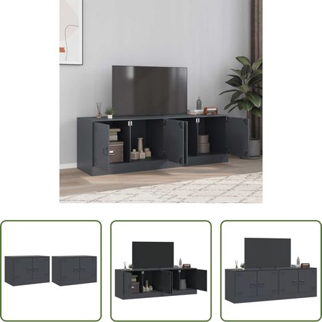 vidaXL Schrank aus Stahl - TV-Schränke 2 Stk. Anthrazit 67x39x44 cm Stahl (1/5)
