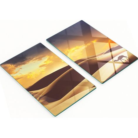 Tablas de cocina de vidrio templado con gr谩ficos de camellos del Sahara, 2x30x52 cm.