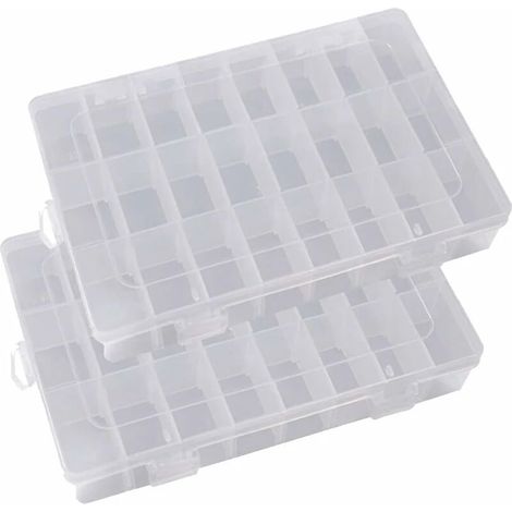 Boîtes en plastique, boîte à outils avec compartiments amovibles, boîte de rangement pour outils et aliments, boîte à bijoux, organisateur pour ongles, strass, perles, loisirs créatifs. (1/5)