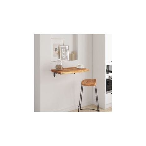 Étagère murale rectangulaire massif acacia bordure assortie (1/5)