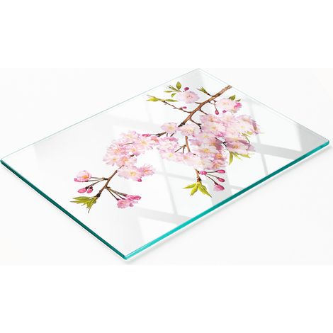 Tagliere da cucina in vetro temperato con decorazioni a tema rose selvatiche, 80x52 cm. (1/5)