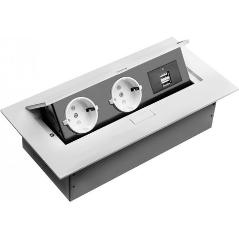 GTV 2-er Einbau-Steckdosenleiste 2 USB-Anschlüsse Weiß