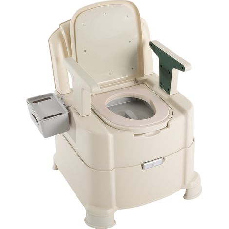 Commode de chevet, chaise percée portable, chaise percée avec boîte à mouchoirs, chaise percée, chaise percée pour toilettes avec accoudoirs (1/5)