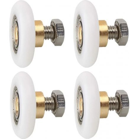 27 mm, 4 Stück, Duschtür-Ersatzräder, geriffelte Duschtür-Ersatzrollen mit Schrauben, Durchmesser 27 mm