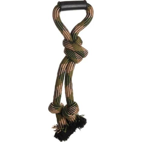 Jouet à tirer en corde camouflage de 50 cm avec 3 nœuds, adapté aux chiens et aux flamants roses. (1/3)