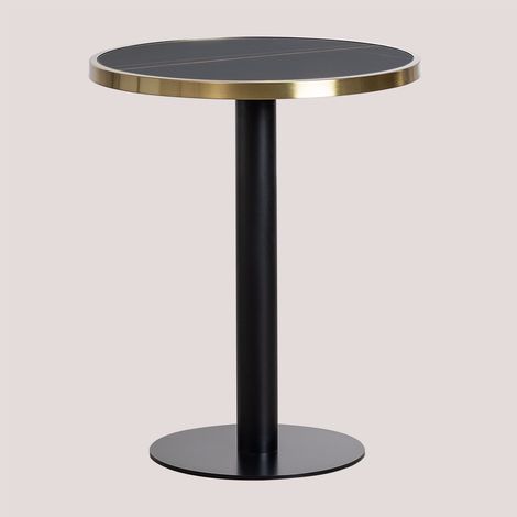 SKLUM Runder Bartisch aus Steingut (Ø60 cm) Amaretto Schwarz