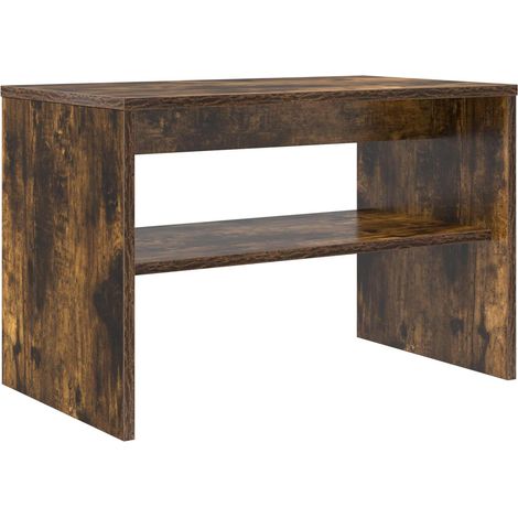 Mobile porta TV rettangolare moderno per soggiorno 60 x 35 x 40 cm con pratici ripiani in legno di truciolato color rovere affumicato 020058341