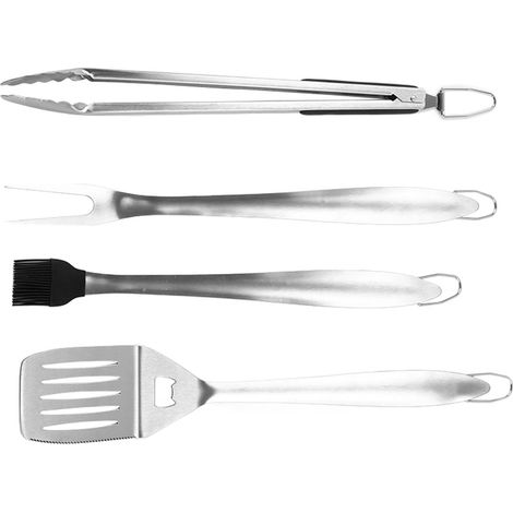 Kit de grillade en acier inoxydable robuste et résistant à la rouille, avec crochet intégré, idéal pour les barbecues portables et les fêtes en camping. (1/5)