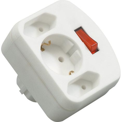 Adaptador con interruptor 2 + 1 carril blanco (por 6) (1/2)