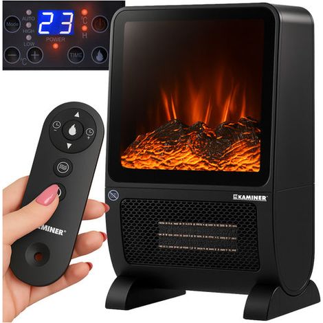 Calefactor eléctrico con efecto de llama 3D, 2000 W, con control remoto