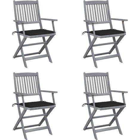 Klappbare Gartenstühle 4 Stk. mit Sitzkissen Massivholz Akazie