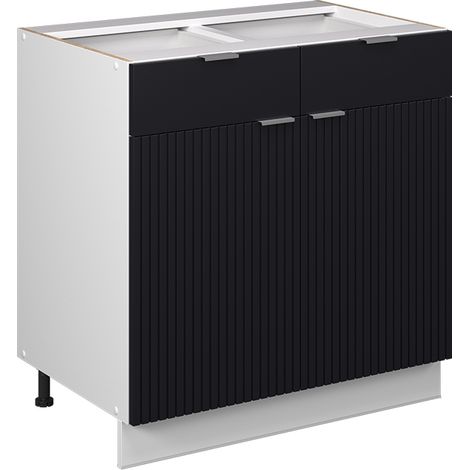 Mobiletto base per cucina Fame-Line, Nero rigato, 80 cm senza piano di lavoro, Vicco