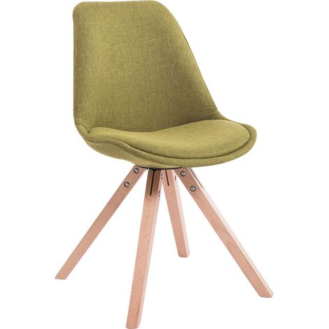Chaise de salle à manger design scandinave en tissu vert et pieds en bois clair forme carré 100003460