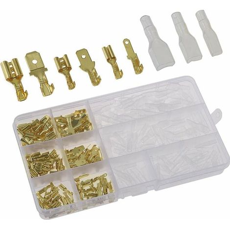 Connecteur De Pelle Femelle - 240 Pièces 2 8 mm 4 8 mm 6 3 mm - Pour Câblage Électrique 0 3 À 1 5 mm² - Kit Avec Manchons Isolants - Lot Complet (1/5)
