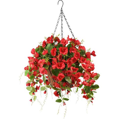 Fleurs artificielles associées à des paniers suspendus, orchidées artificielles et roses en soie  articles de décoration intérieure. (1/5)