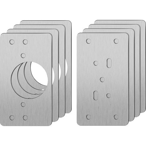 Lot de 8 plaques de réparation en acier inoxydable pour charnières de cuisine, kit de réparation pour portes, placards, tiroirs, caisses et fenêtres. (1/5)