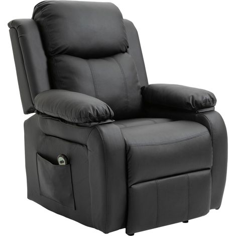 Fauteuil releveur électrique avec 2 pochettes et télécommande. 76x90x105 cm noir. rangez vos affaires à portée de main. confort au quotidien pour les personnes âgées (1/5)