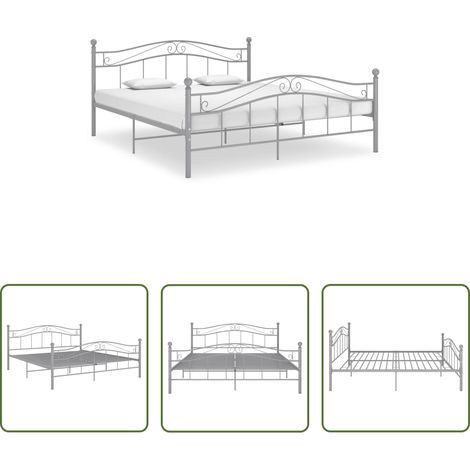 Doppelbett - Bett Grau Metall 140x200 cm (1/5)