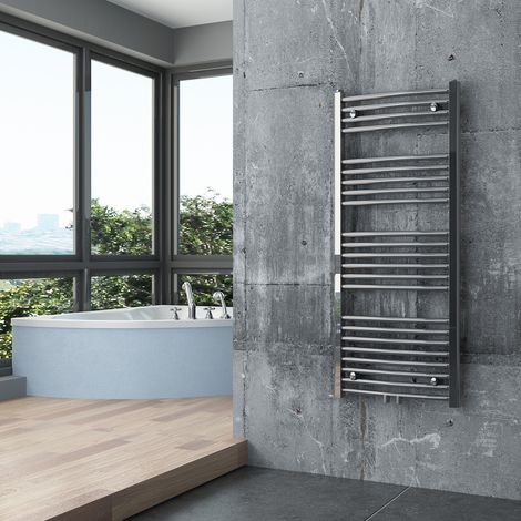 Bernstein – Radiateur sèche-serviettes eau chaude acier inoxydable chrome brillant – Dimensions 1180x500mm – Connexion centrale ou latérale – 382W