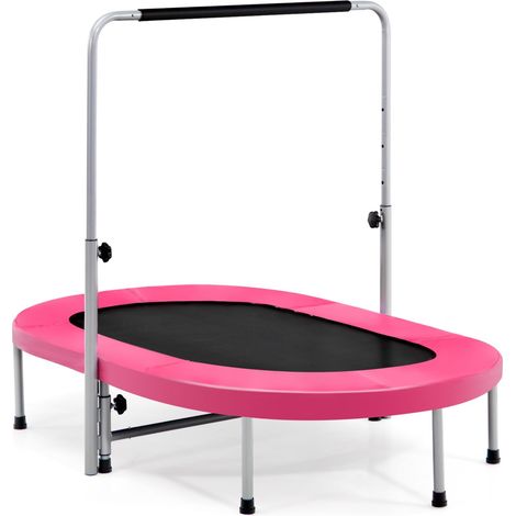 COSTWAY Trampolino Elastico da Interno ed Esterno, Tappetino Elastico Pieghevole per Adulti e Bambini con Maniglia Regolabile, Molle e Cuscinetto di Sicurezza, Trampolino Ovale per 2 Persone (Rosa) (1/5)