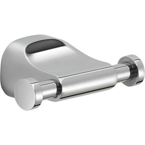 Doppelter Wandkleiderhaken Stelvio aus Edelstahl, 8 × 4,8 × 3,4 cm, chromatiert, bis 7 kg belastbar