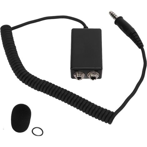 Adaptateur de câble pour casque audio d'aviation générale de 150 cm (59,06 pouces), connecteur mâle U174 pour hélicoptère vers mâle pour châssis d'aviation générale (1/4)