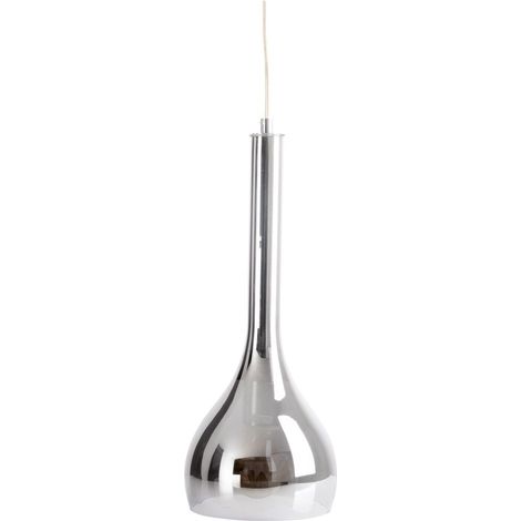 Suspension en Verre Fumé Anthracite et Métal, Lustre Design Cône E27 pour Salon et Bureau, Ø 16 cm - PANGIVO (1/5)