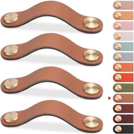 Vintage-Möbelgriffe aus Leder – 4er-Set – 96 mm Lochabstand – Einfache Montage – Rostbeständig – Für Schränke und Schubladen (1/5)