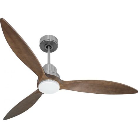 Tenerife - Super destratificateur et ventilateur DC 132 cm Chrome pales bois sombre avec Lumière 25 à 35 m² (1/5)