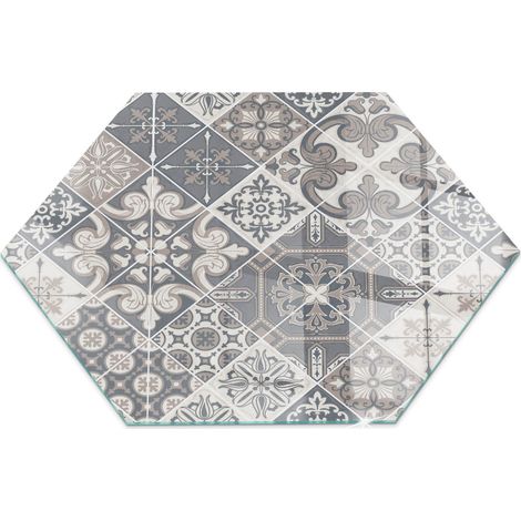 Dekorative Glasplatte für Kaminofen Schutzplatte mit ESG Sicherheitsglas Funkenschutzplatte Glasboden für Kamin Dekoratives Mosaikmuster h40 cm