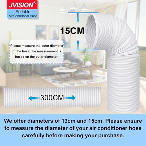 Tuyau Climatiseur Mobile, Tuyau Évacuation Climatiseur Mobile Ø13/15cm, Rallonge Flexible en PVC pour Climatiseur Mobile Longueur 1.5m/2m/3m (Ø15cm x 3m)