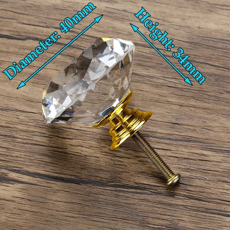 (Ensemble de 4 pièces) Boutons en cristal en forme de diamant, poignées de meubles, quincaillerie