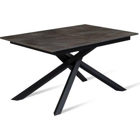 Ausziehbarer Tisch in Grau-Beton - Schwarz 90 cm x 140-190 cm H. 76 cm (1/3)