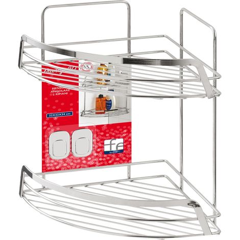 Eckregal für Dusche 2 Regale in verchromtem Francy 2.0 Winkelstahl - 2 ripiani - L22xP22xH34 cm