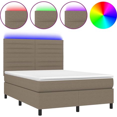 Maison Exclusive - Letto a Molle con Materasso e LED Tortora 140x200 cm in Tessuto (1/5)