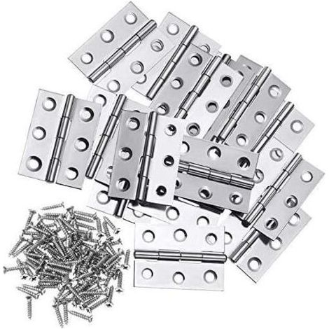10Pcs Charnière En Acier Inoxydable Charnières 3 Pouces Se Pliant Charnière Connecteurs Pour La Maison Meubles Matériel Armoire Garde Porte Tiroir (avec 60Pcs 3 12mm Vis) (1/5)