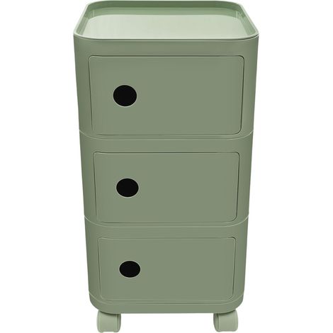 Table de chevet avec 3 tiroirs, table d'appoint avec roulettes et une plate-forme supérieure et trois compartiments, commode de chevet pour chambre à coucher, salon, 32 x 32 x 63,3 cm (vert matcha)