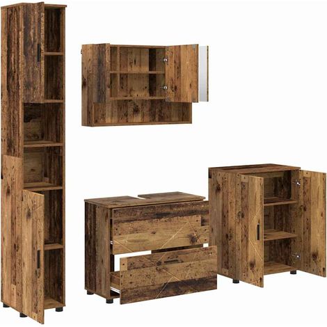 Maison Exclusive - Badezimmermöbel-Set 4 stk. Altholz 35 x 30 x 1 (1/5)