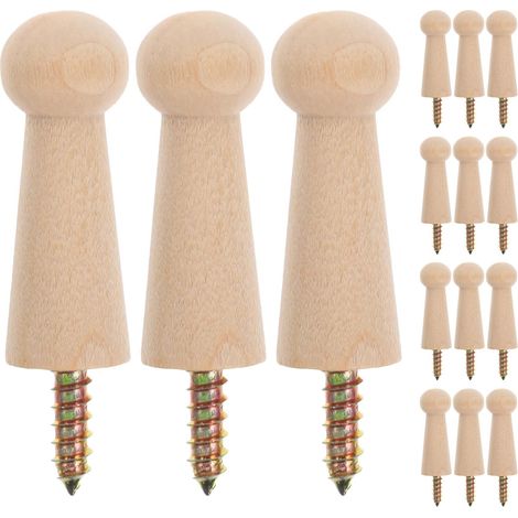 15 crochets muraux bois, pour vêtements, à visser, vêtements (1/5)