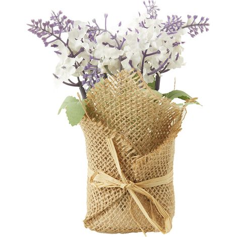 Lavanda en una funda de yute de 17x7 cm. Planta decorativa artificial. (1/3)