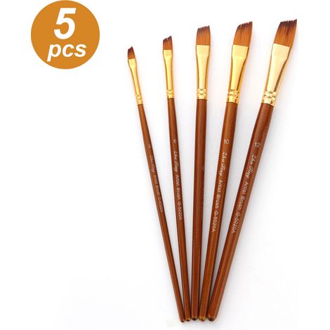 Set mit 5 runden Pinseln aus synthetischen Borsten für Acryl-, Aquarell-, Gouache- und Ölmalerei. (1/2)