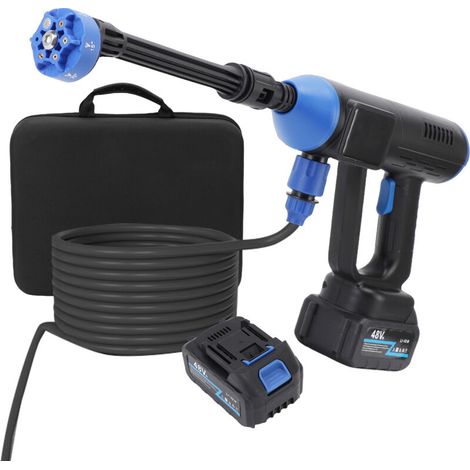 Nettoyeur Haute Pression sans Fil, Nettoyeur Haute Pression Portable avec Buse Réglable 6 en 1, 35bar, Pistolet Haute Pression sans Fil avec 2 Batteries pour Nettoyer Les Voitures, Sols