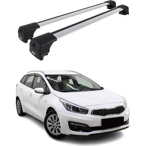 OMAC Aluminium Dachträger Querträger für Kia Ceed II Kombi 2012-2018 – City Crash – ISO/PAS 11154:2006 – Abschließbar – Max. 75 kg – 2 Stangen Silber (1/5)
