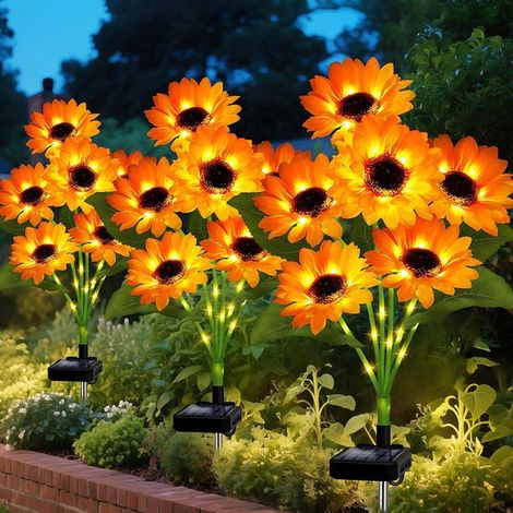 Luci solari a forma di girasole per decorazioni esterne – Paletti da giardino impermeabili con 12 girasoli – Accensione/spegnimento automatico – Ideali per giardino, cortile, patio e cortile – Regalo  (1/4)