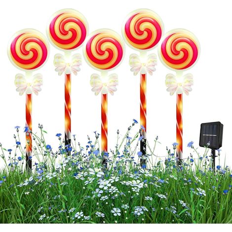 Guirlandes lumineuses de Noël en forme de cannes de Noël, guirlandes solaires pour les fêtes, décorations de Noël extérieures (1/5)